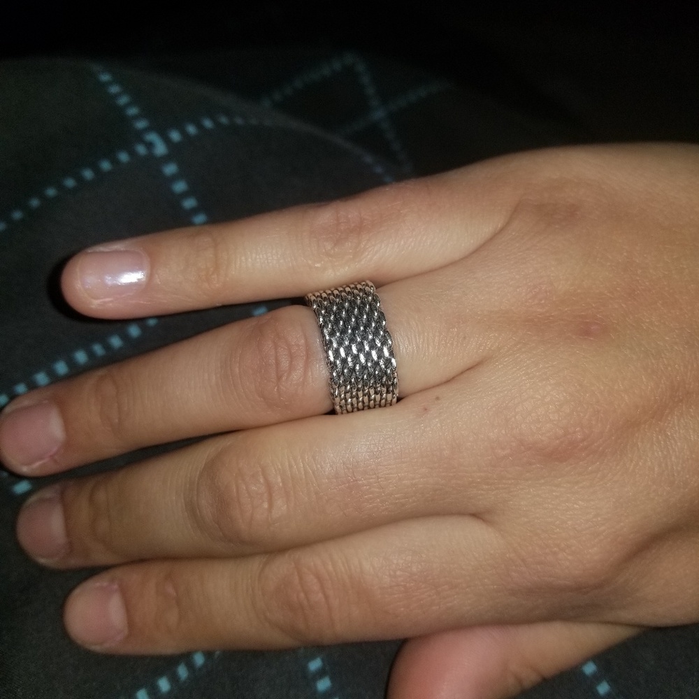 SOLD*****Tiffany and co mesh ring Sterling silver